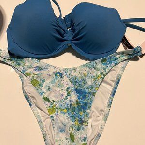 2pc SET BIKINI VICTORIAS SECRET VS SWIM Push Up Top Bra 38C + Pelosa Bottom L